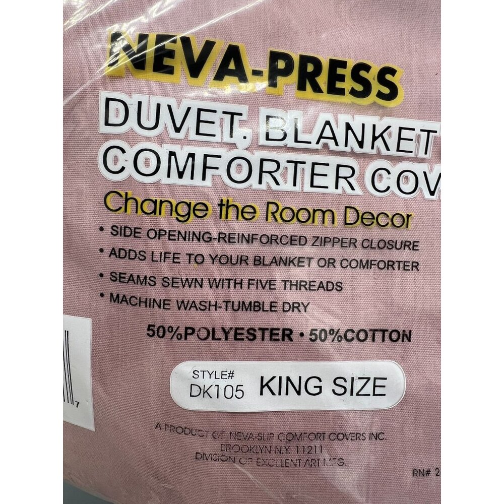 New Vtg 80s King Size Duvet Slip-in Blanket Comforter Cover Quilt Rose Pink - Picture 3 of 7